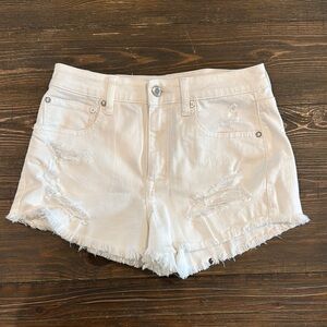 White Distressed Denim Shorts